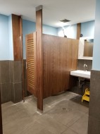 Ironwood, Wood Veneer with Louvered doors,Full Privacy Lap Design Balkan Restaurant, Banff