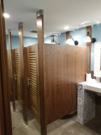 Ironwood Wood Veneer with Louvered doors,Full Privacy Lap Design Balkan Restaurant, Banff